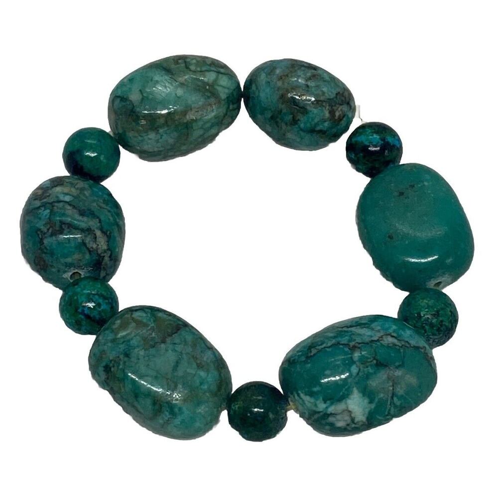 Emerald Green Agate 8” Fashion Stretch Bracelet Handcrafted Tumbled Stones Beads - Picture 7 of 13